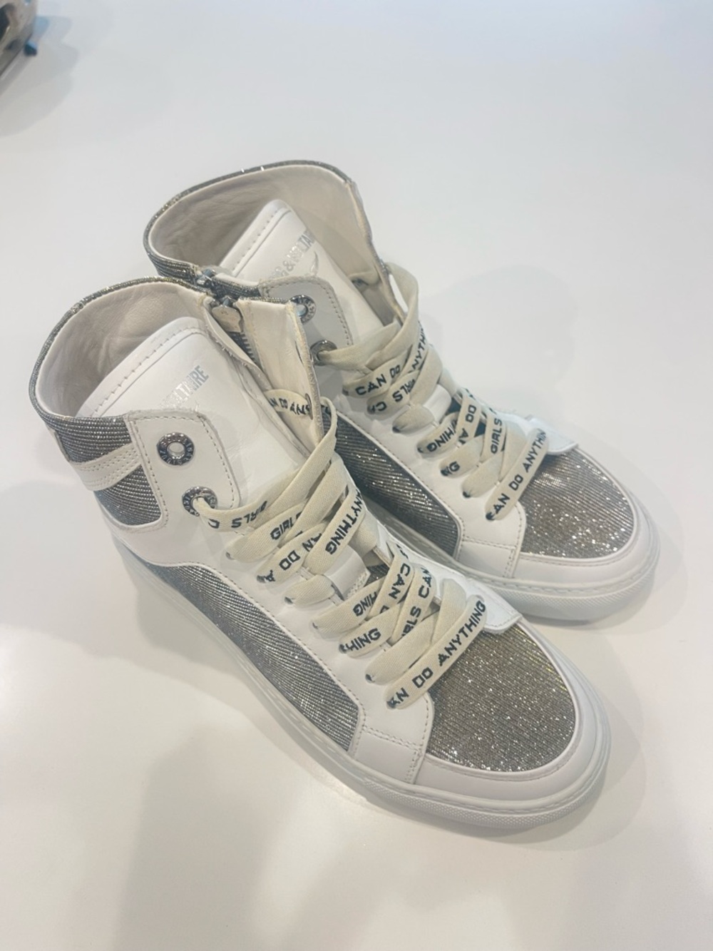 $448 -Zadig & Voltaire ZV1747 High Flash
Sneakers Size 36 Hightop Silver Shoes - Picture 7 of 11